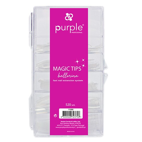 custom-PP_P1595 Purple Magic Gel Tips Ballerina Long 520 unidades - Image 1
